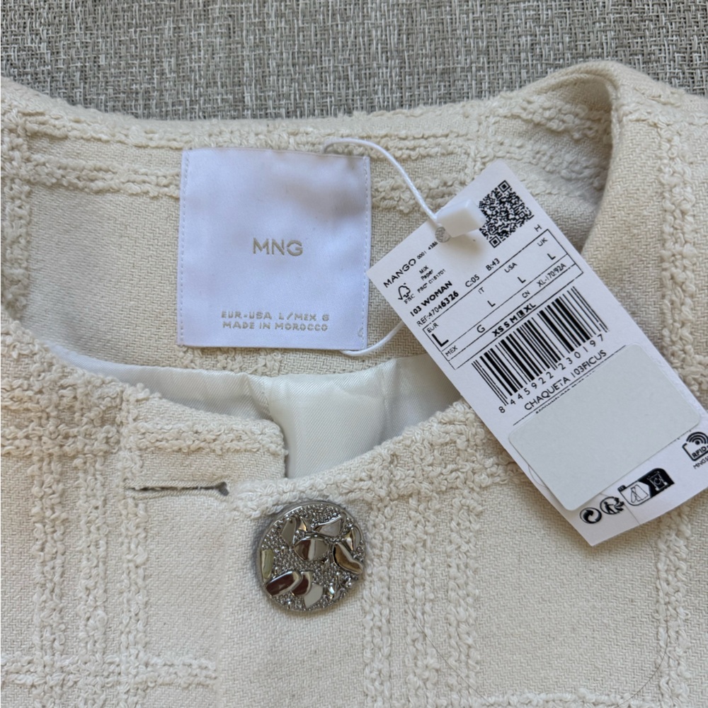 Mango Cream Jacket with Decorative Silver Button - Picture 2 of 5